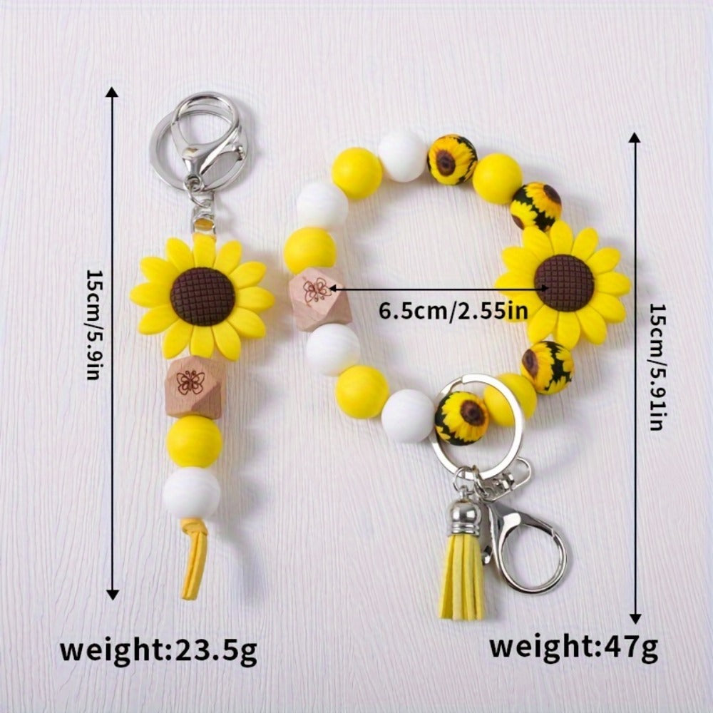 Keychain - Cute Beaded Set 2-4pcs Handmade Cartoon Charm Wristband Key Ring with - product detail view 2