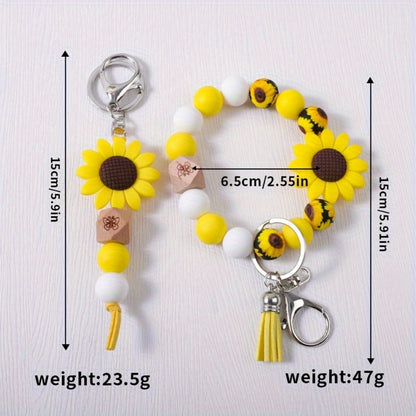 Keychain - Cute Beaded Set 2-4pcs Handmade Cartoon Charm Wristband Key Ring with - product detail view 2