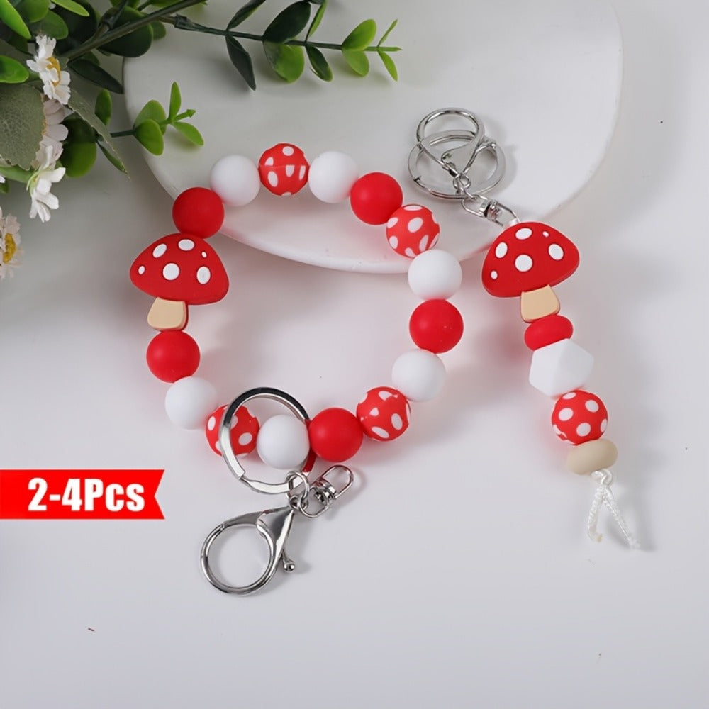 Keychain - Cute Beaded Set 2-4pcs Handmade Cartoon Charm Wristband Key Ring with - product detail view 8
