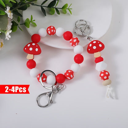 Keychain - Cute Beaded Set 2-4pcs Handmade Cartoon Charm Wristband Key Ring with - product detail view 8