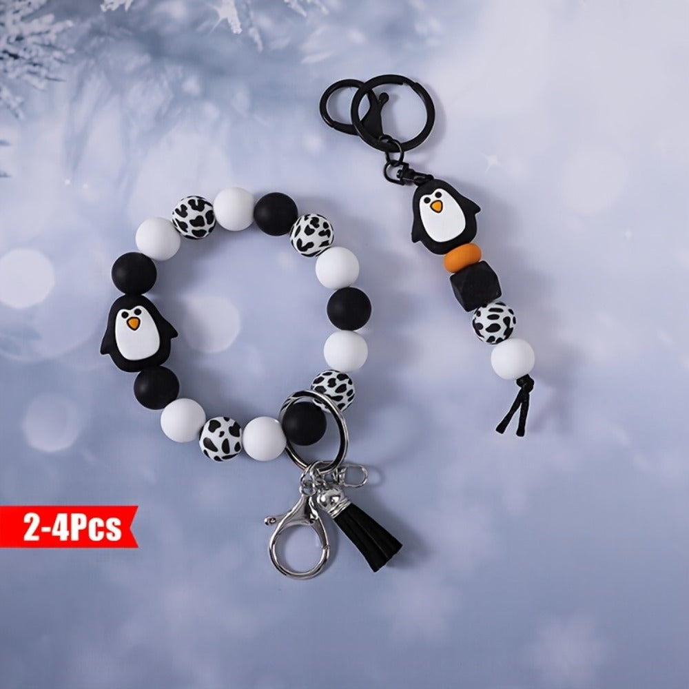 Keychain - Cute Beaded Set 2-4pcs Handmade Cartoon Charm Wristband Key Ring with - product detail view 10