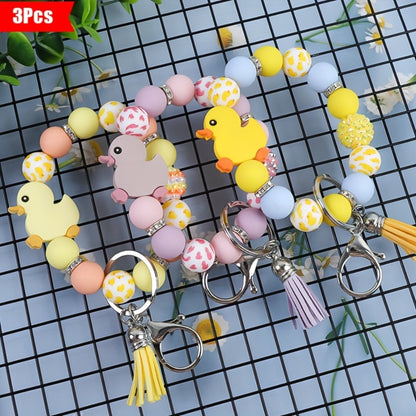 Keychain - Duck Set 3 Pack | Cute Cartoon Duck Bead Key Ring, Kawaii Animal Charm - product detail view 3