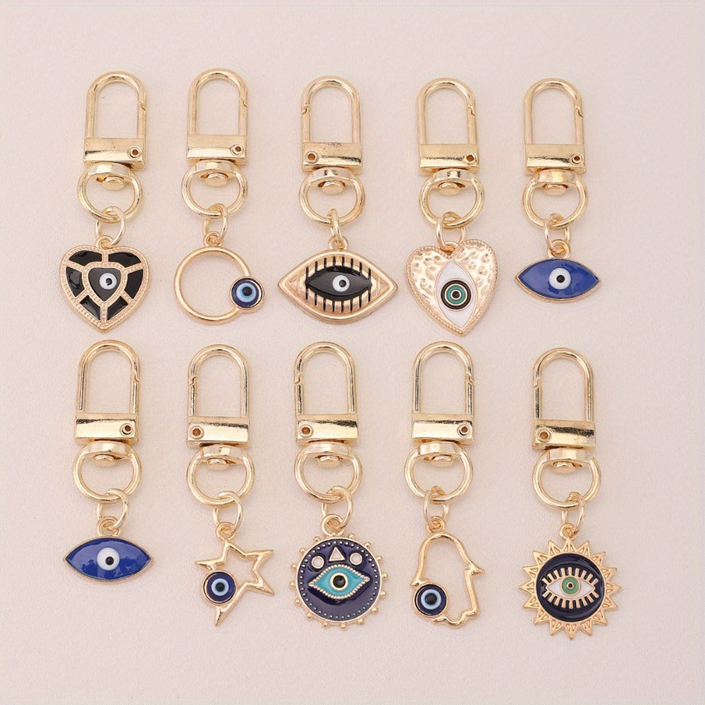 Keychain - Evil Eye 10pcs Set Amulet Charm Key Ring Cute Bag Purse Backpack Car Key - product detail view 9