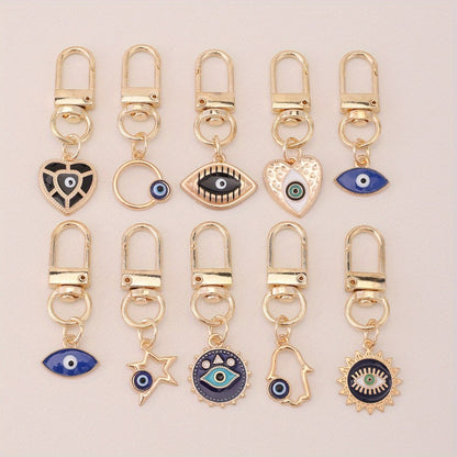 Keychain - Evil Eye 10pcs Set Amulet Charm Key Ring Cute Bag Purse Backpack Car Key - product detail view 9