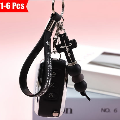 Keychain - Faith Cross with Scripture Printing Christian Religious Gift for Women - product detail view 7