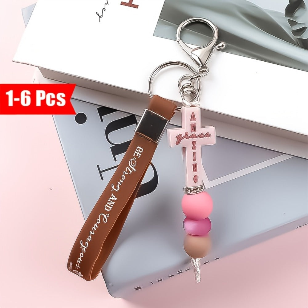 Keychain - Faith Cross with Scripture Printing Christian Religious Gift for Women - product detail view 10