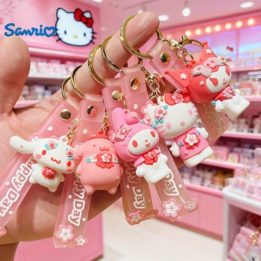 Keychain - Hello Kitty Set 5 Pack | Sanrio Cherry Blossom Series Backpack Charm, Car - main product view