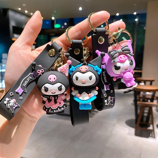 Keychain - Kuromi Pendant | Sanrio Character Doll Key Ring, Cute Anime Charm Hanging - main product view