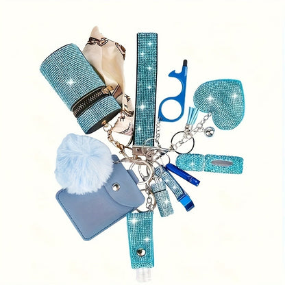 Keychain - Women's Set 11 Piece | Rhinestone Multifunctional Key Ring with Card - product detail view 6