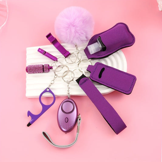 Keychain - Safety Set Women 9pcs Self Defense Gift Box Personal Alarm Pom-Pom - main product view