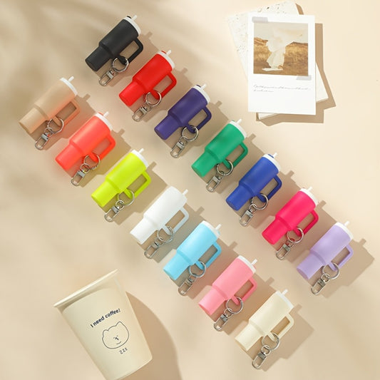 Keychain - Set Women Lipstick Holder Cup Mixed Color Bag Charm Cute Plastic Mini Cup - main product view