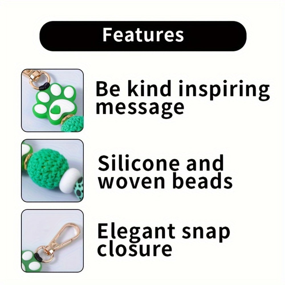 Keychain - Silicone Beaded Set Marble Pattern Handmade Beads PU Tassel Key Ring Bag - product detail view 13