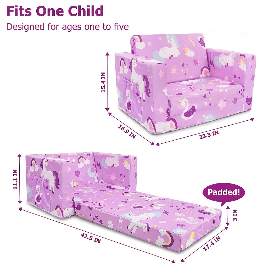 Kids Fold-Out Sofa - 2-in-1 Toddler Reading Lounger – view 2