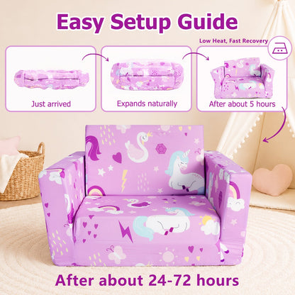 Kids Fold-Out Sofa - 2-in-1 Toddler Reading Lounger – view 6
