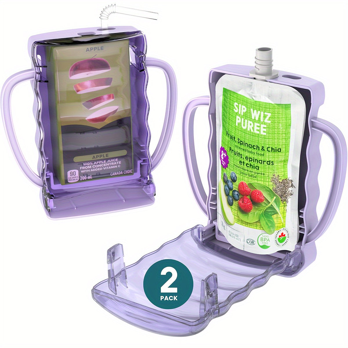 Kids Food Pouch Holder - 2-Pack Anti-Squeeze Stand – view 3