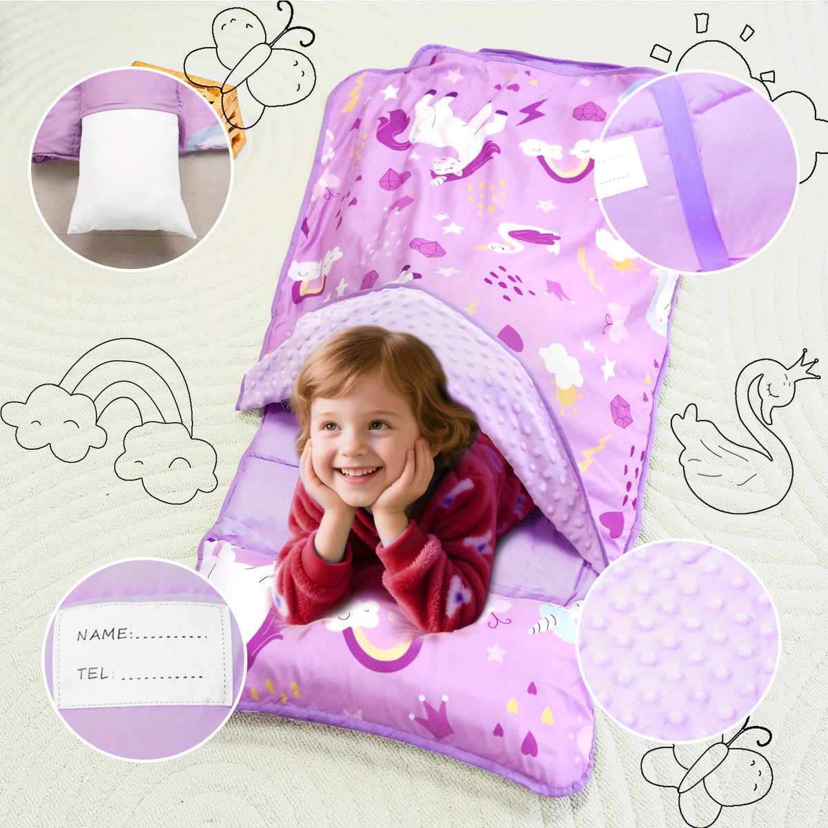 Kids Nap Mat - Foldable Cooling Preschool Sleep Set – view 9
