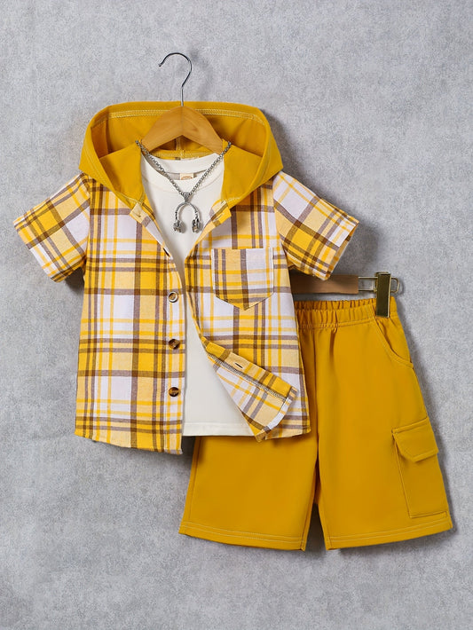 Kids' Plaid Outfit Set - Short Sleeve – main product image