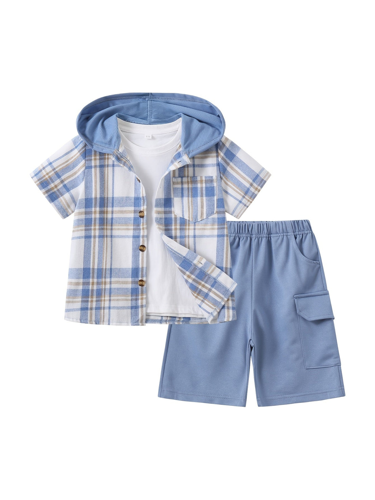 Kids' Plaid Outfit Set - Short Sleeve – Blue option – view 6