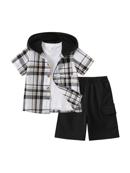 Kids' Plaid Outfit Set - Short Sleeve – Blue option – view 8