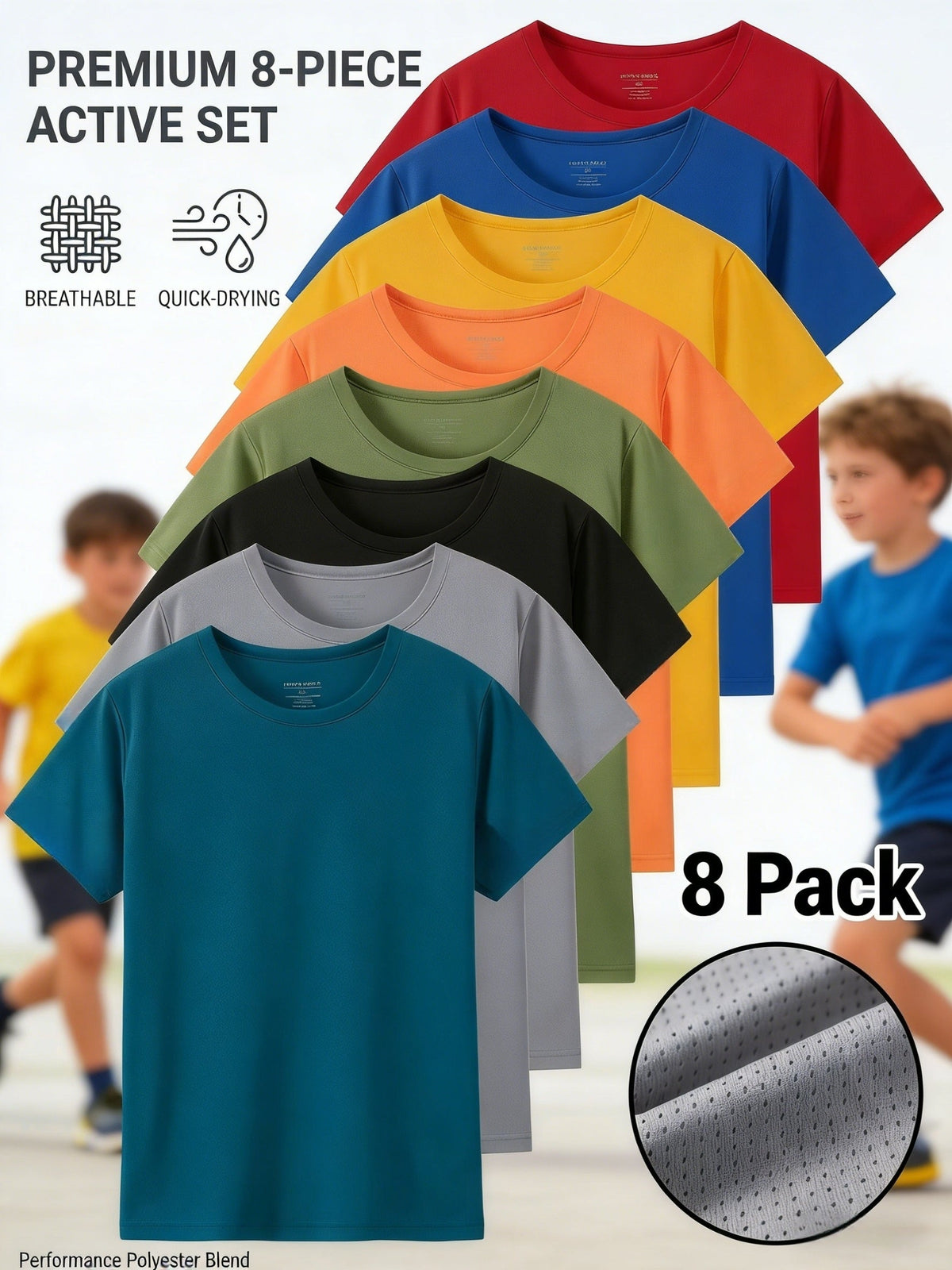 Kids' Quick-Dry Mesh T-Shirts - 5/6/8-Pack – view 2