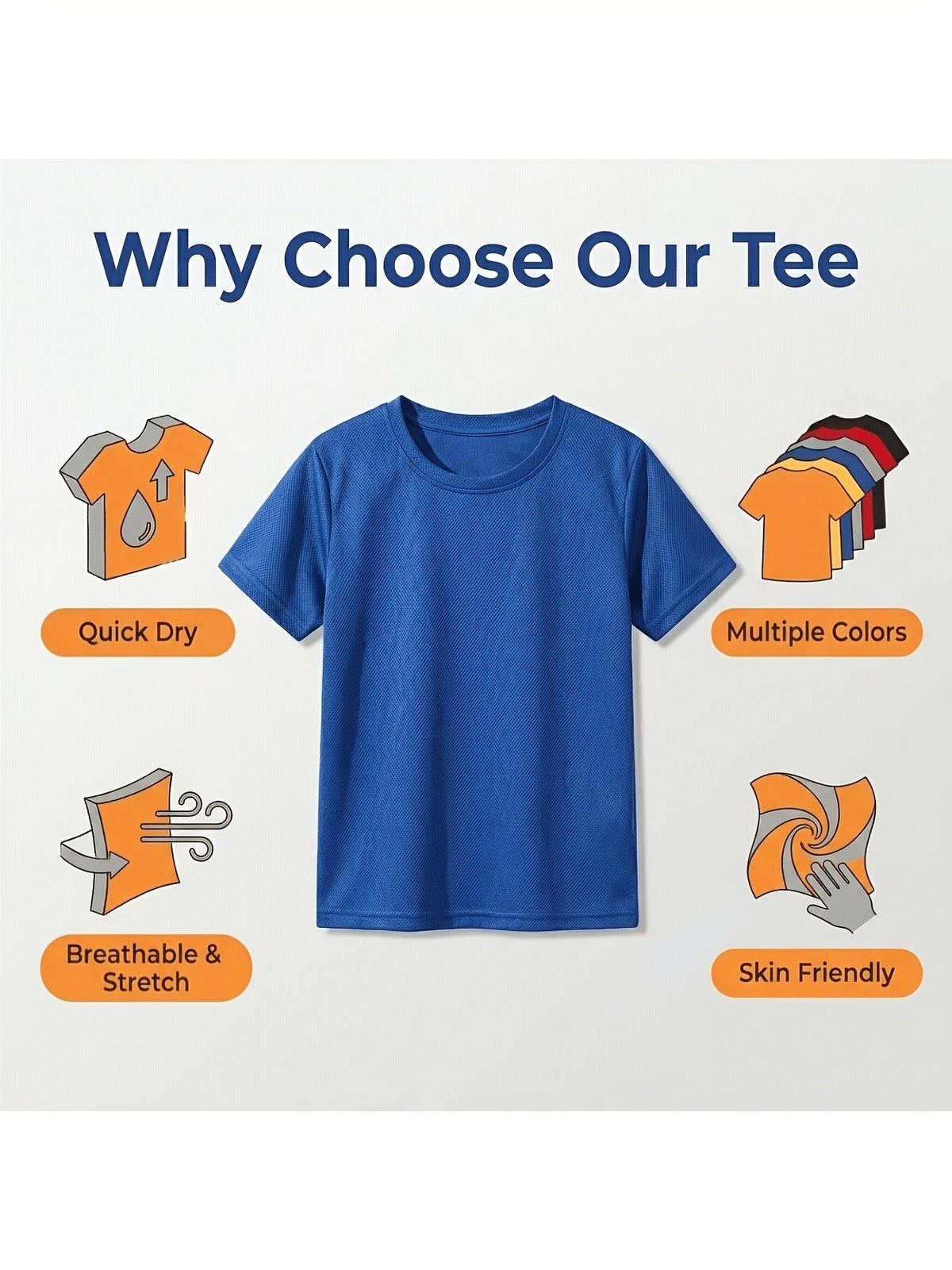 Kids' Quick-Dry Mesh T-Shirts - 5/6/8-Pack – view 7