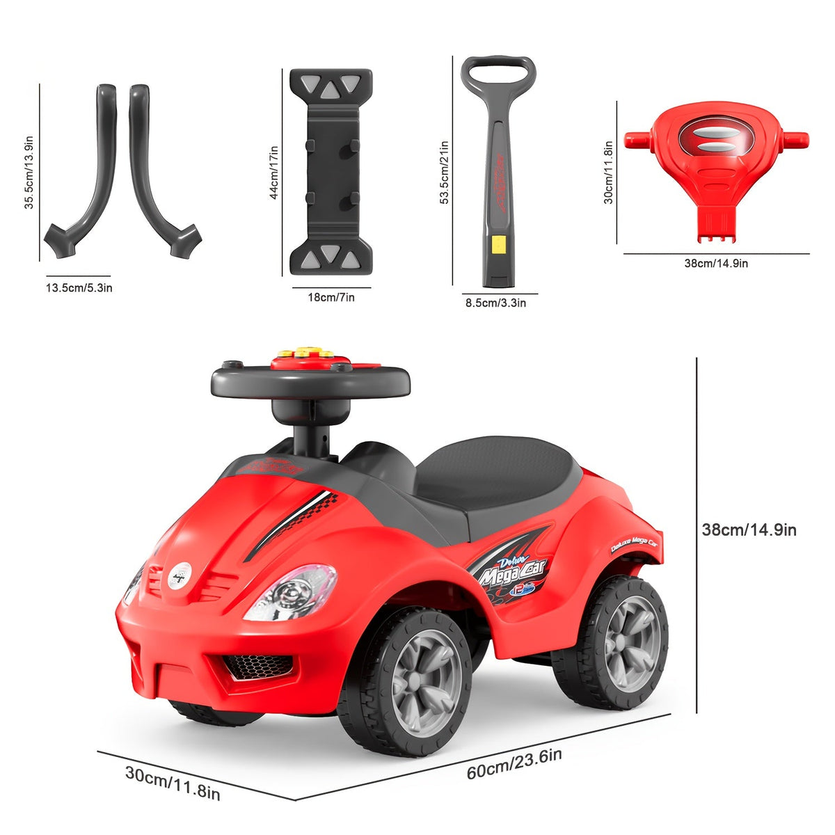 Kids' Ride-On Toy – 3-in-1 Kids Ride-On Push Car - Ride-on, walker and push-cart modes with – view 3