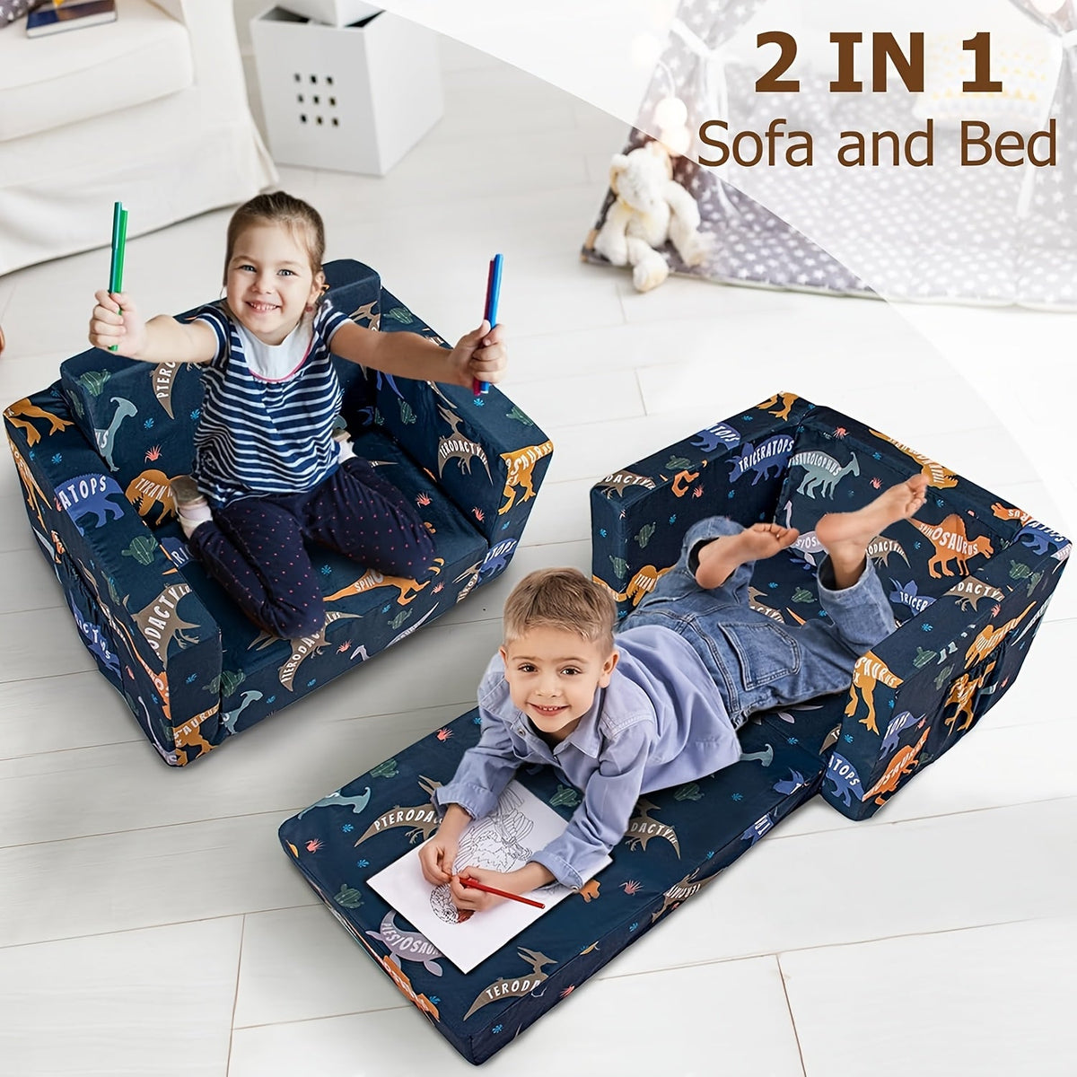 Kids Sofa Bed - Convertible Flip-Out Toddler Lounger – view 5