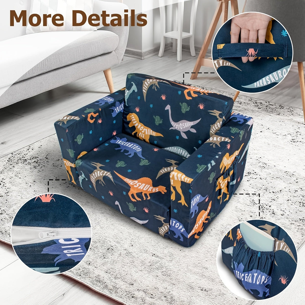Kids Sofa Bed - Convertible Flip-Out Toddler Lounger – view 8