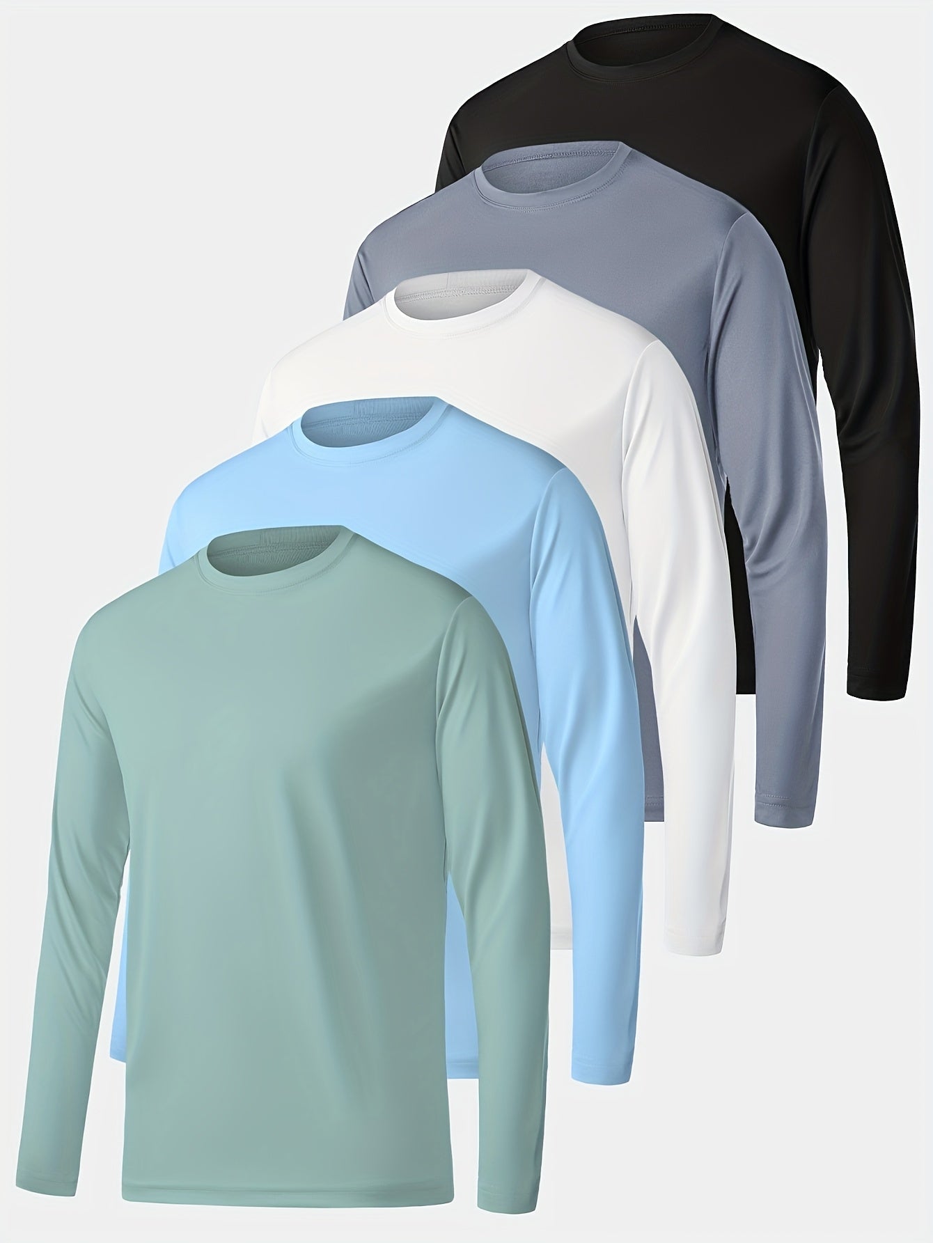 Kinglaman 5pcs Men'S Quick Dry Long Sleeve T Shirts for Casual Workouts with – view 2
