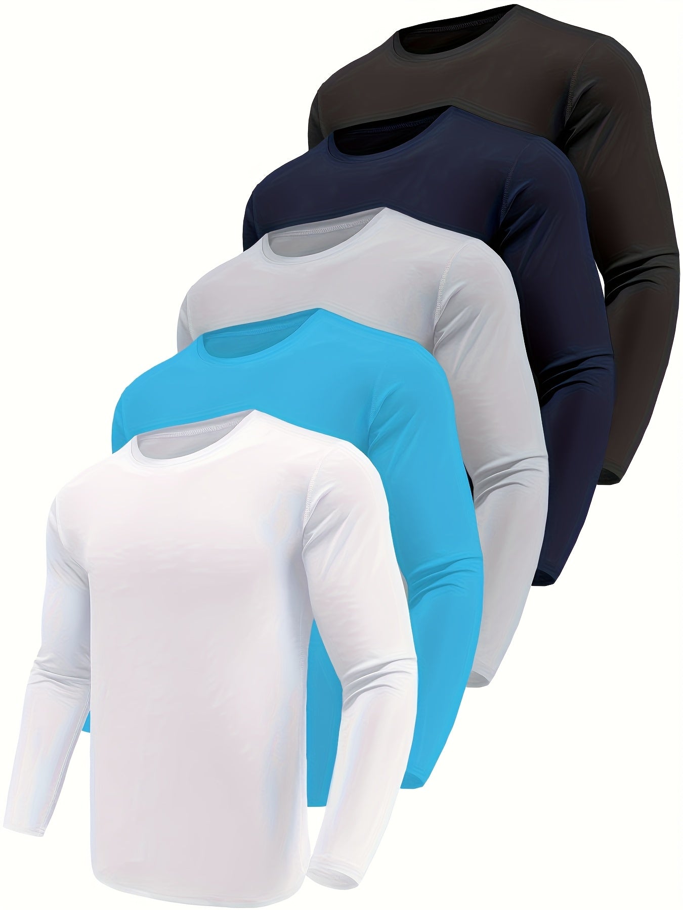 Kinglaman 5pcs Men'S Quick Dry Long Sleeve T Shirts for Casual Workouts with – view 4