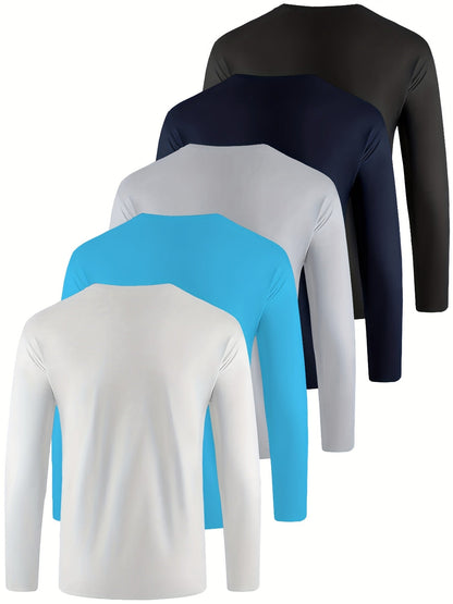 Kinglaman 5pcs Men'S Quick Dry Long Sleeve T Shirts for Casual Workouts with – view 8