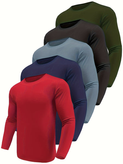 Kinglaman 5pcs Men'S Quick Dry Long Sleeve T Shirts for Casual Workouts with – view 13