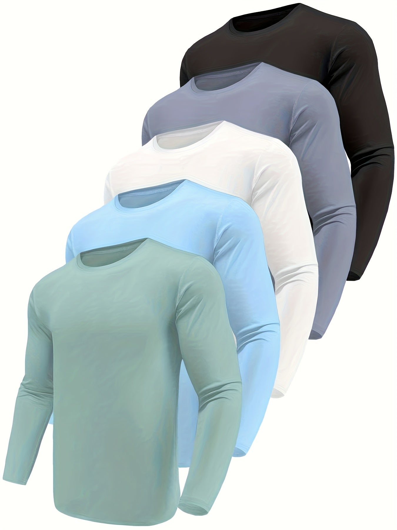 Kinglaman 5pcs Men'S Quick Dry Long Sleeve T Shirts for Casual Workouts with – view 15