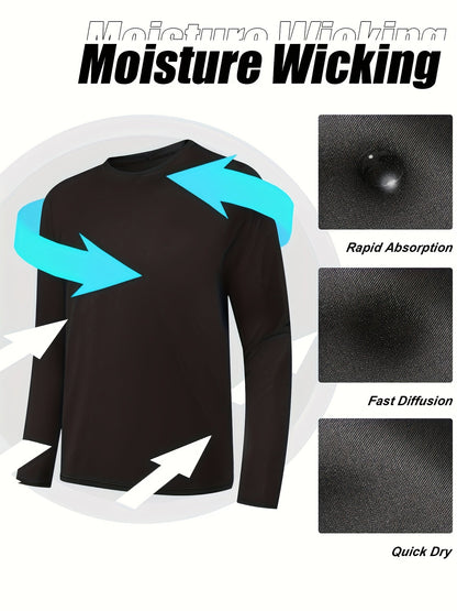 Kinglaman 5pcs Men'S Quick Dry Long Sleeve T Shirts for Casual Workouts with – view 17