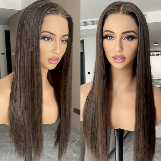 Lace Front Wig - 13x4 HD Straight for Women - 26 Inch Glueless Pre-Plucked Synthetic Hair - main product view