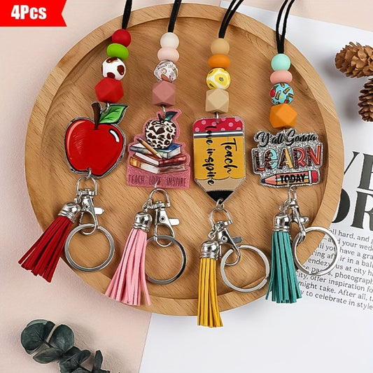 Lanyards & ID Holders - Lanyard Keychain ID Badge Holder 4pcs Apple Acrylic Neck Strap with - main product view