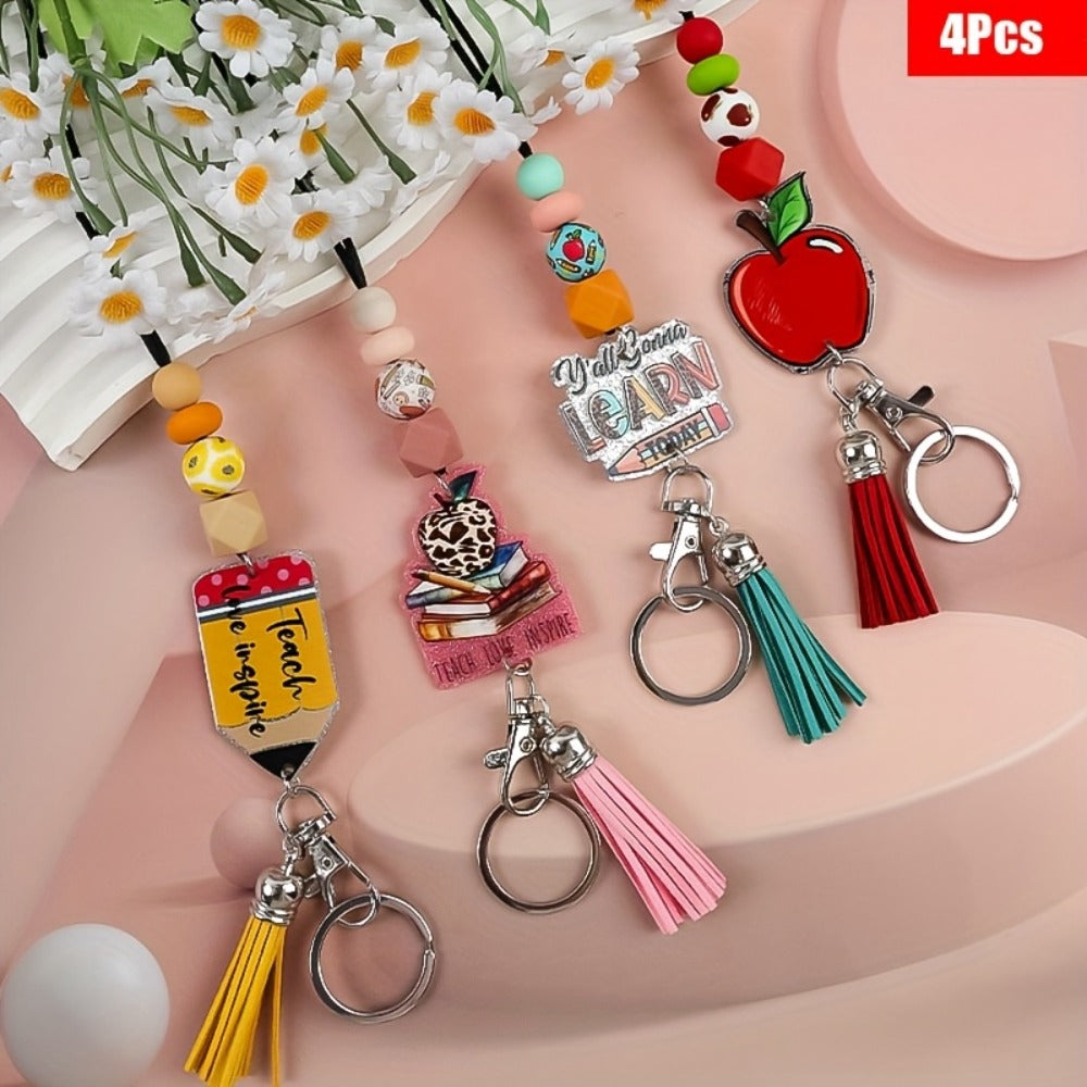 Lanyards & ID Holders - Lanyard Keychain ID Badge Holder 4pcs Apple Acrylic Neck Strap with - product detail view 3