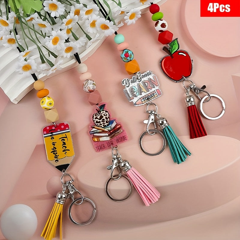 Lanyards & ID Holders - Lanyard Keychain ID Badge Holder 4pcs Apple Acrylic Neck Strap with - product detail view 6