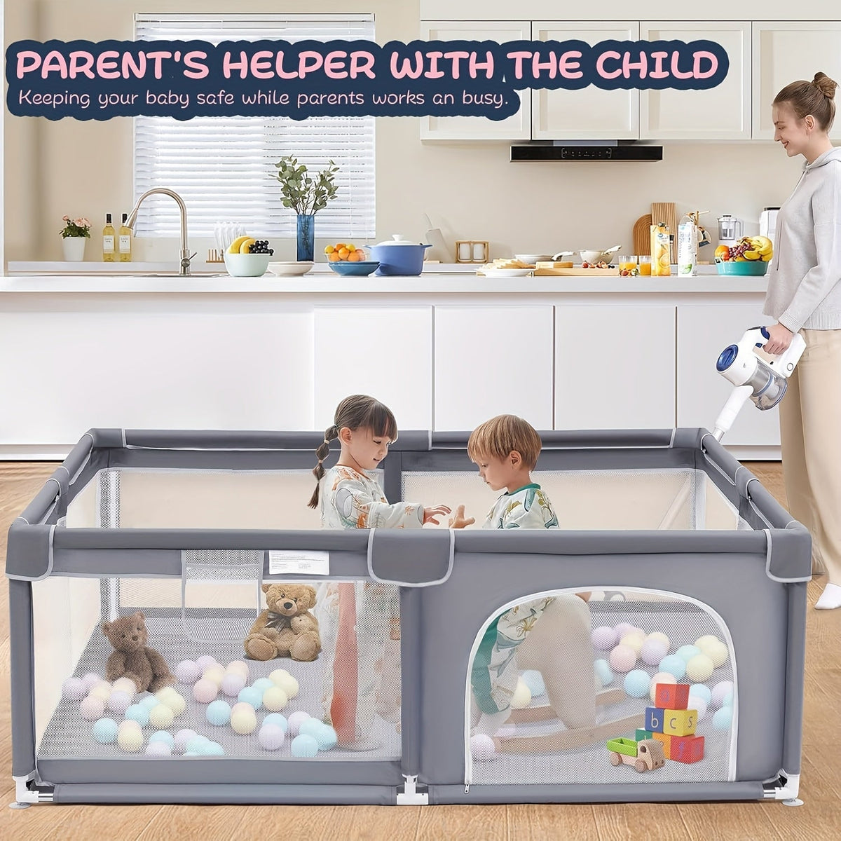 Large Breathable Mesh Baby Play Yard - Indoor and Outdoor Activity Space – view 2