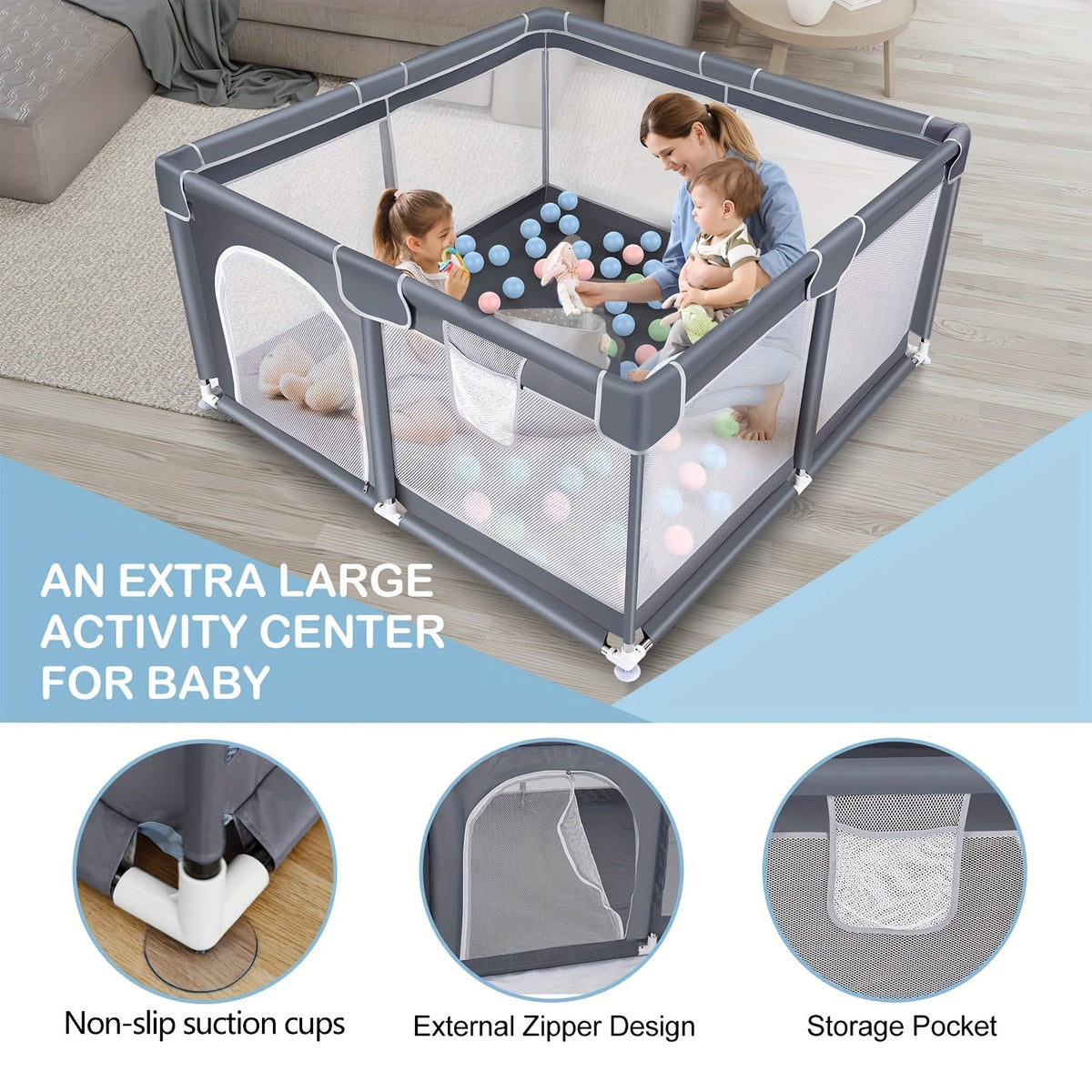Large Breathable Mesh Baby Play Yard - Indoor and Outdoor Activity Space – view 4