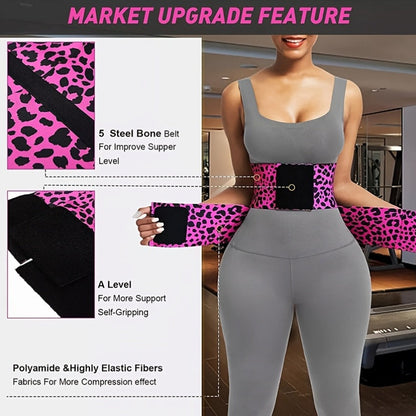 Leopard Print High Compression Back Support Waist Trainer Belt Gym Waist Cincher – view 2
