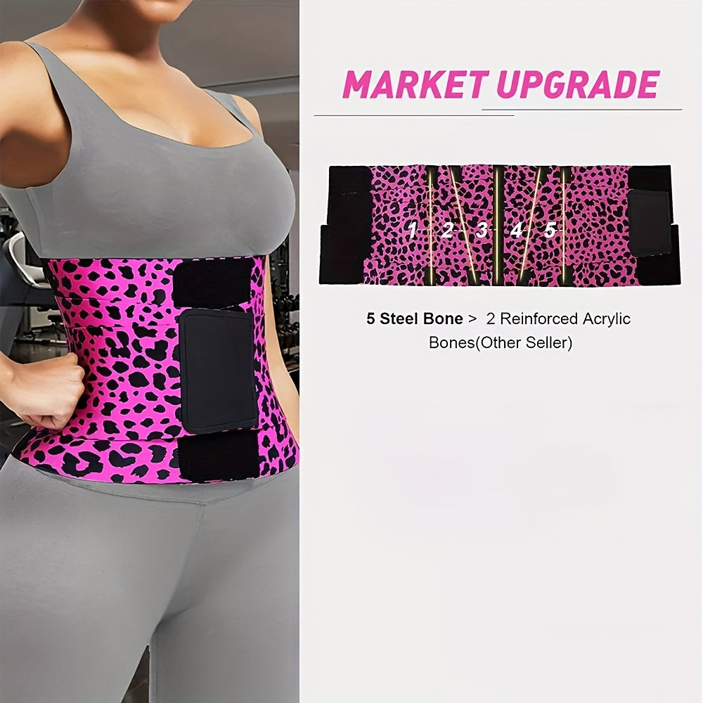 Leopard Print High Compression Back Support Waist Trainer Belt Gym Waist Cincher – view 4
