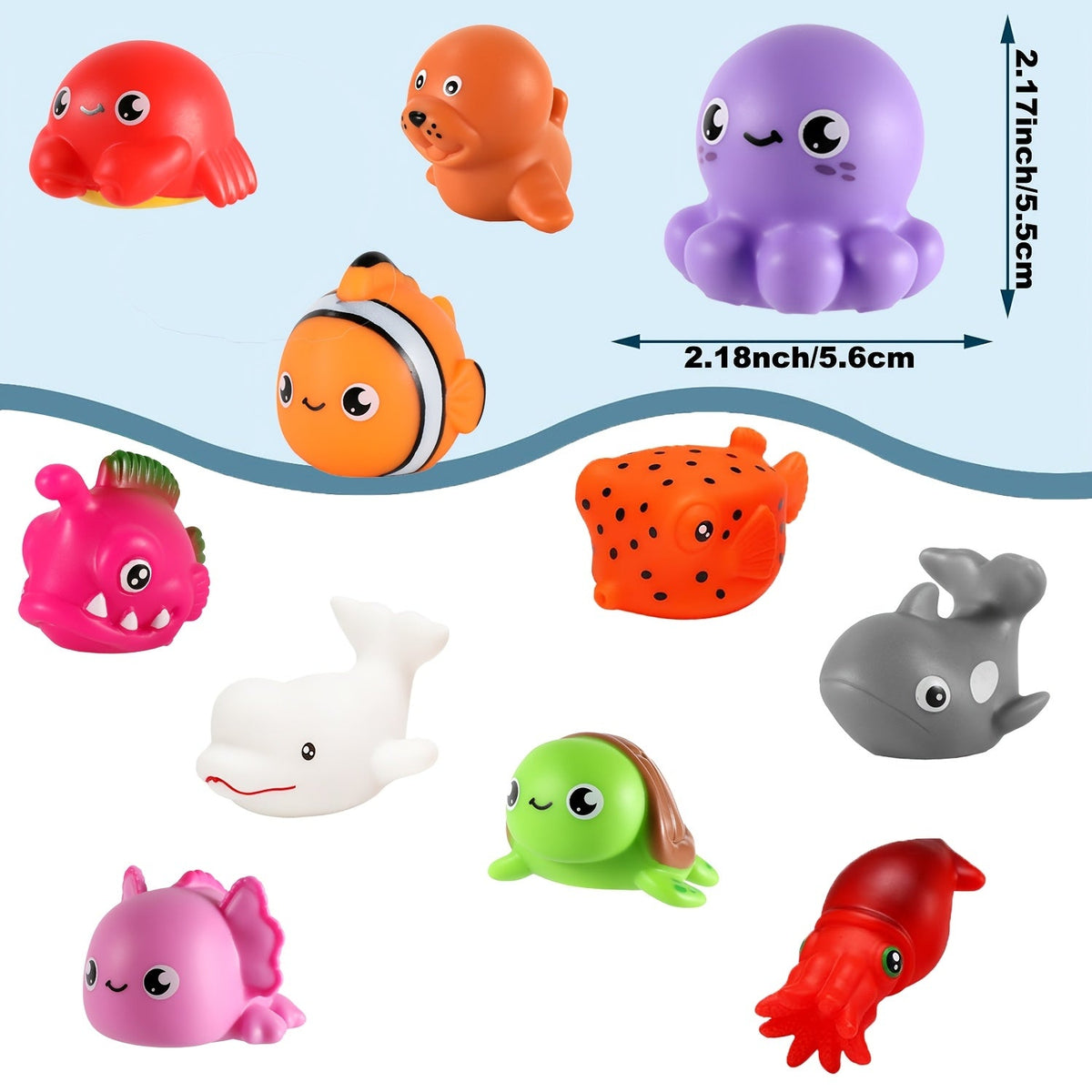 Light-Up Floating Bath Toys 6-Pack - Six colorful light-up floating toys – view 2