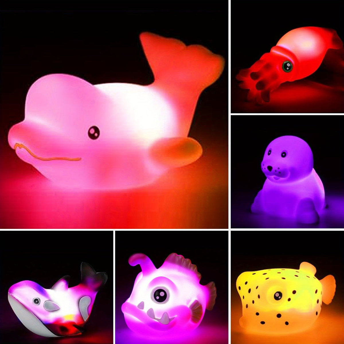 Light-Up Floating Bath Toys 6-Pack - Six colorful light-up floating toys – view 3