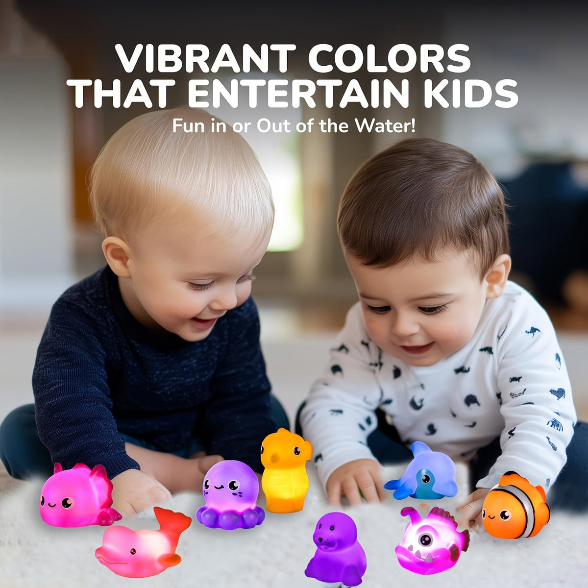 Light-Up Floating Bath Toys 6-Pack - Six colorful light-up floating toys – view 6