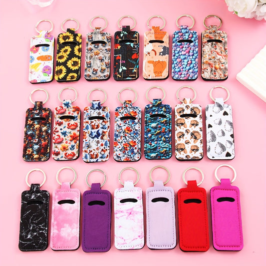 Makeup Bag Accessories - Lipstick Holder Keychain Bulk 21pcs Neoprene Lip Gloss Pouch with Metal - main product view