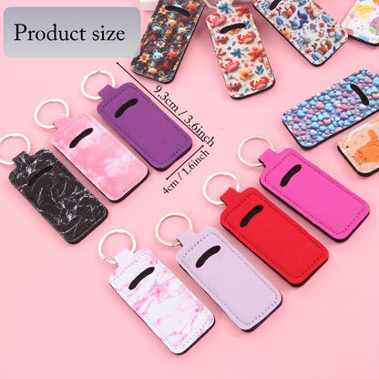 Makeup Bag Accessories - Lipstick Holder Keychain Bulk 21pcs Neoprene Lip Gloss Pouch with Metal - product detail view 2