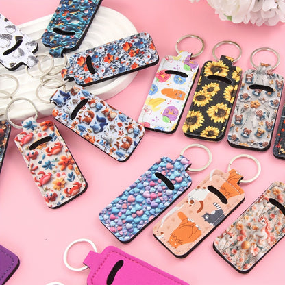 Makeup Bag Accessories - Lipstick Holder Keychain Bulk 21pcs Neoprene Lip Gloss Pouch with Metal - product detail view 4