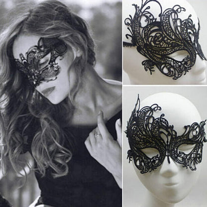 Masquerade Masks - Lace Mask Set 5 Pcs for Women Black Venetian Hollow Flower Half Face Eye - product detail view 9