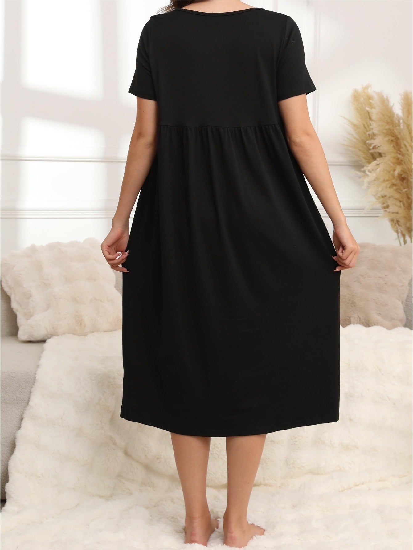 Maternity Maternity Sleepwear – Maternity Nursing Nightgown - Stretch Button-Front Sleep detail view